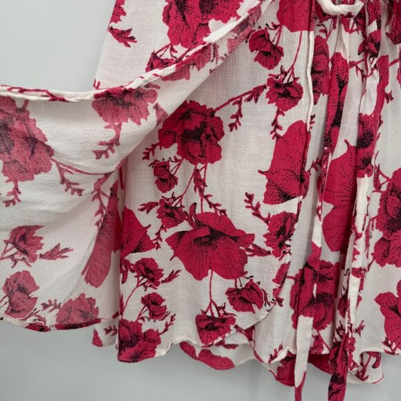 Free People dress XS French Quarter Floral True Wrap Mini Ruffle Boho Bohemian - Picture 5 of 13